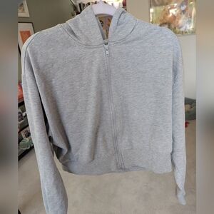 ASOS cropped zip up hoodie gray size S